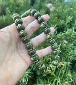 Olive Green Beaded Necklace with Removable Pendant Option