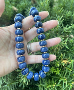 Navy Blue Beaded Necklace with Removable Pendant Option