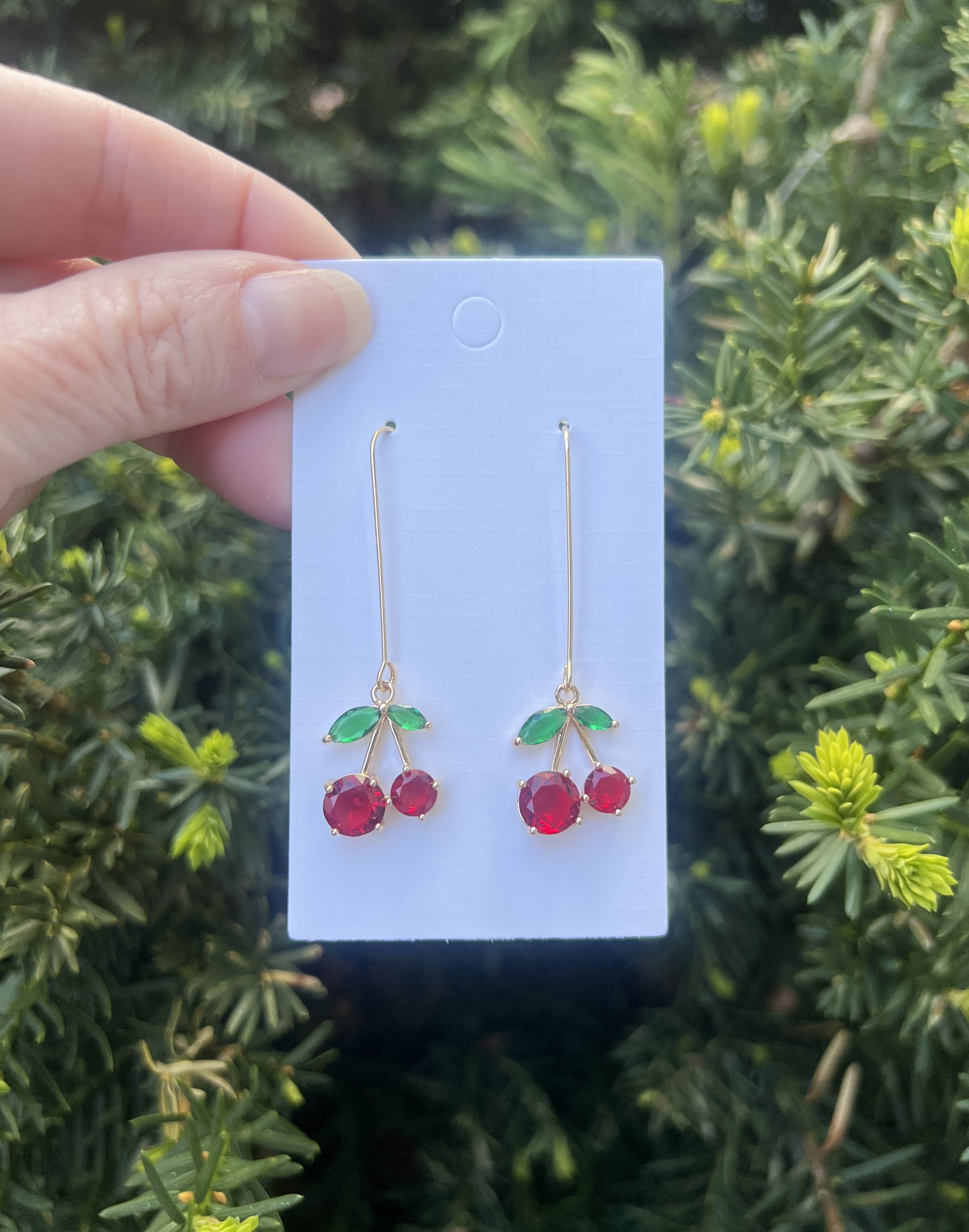 Cherry CZ Drop Earrings