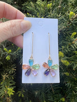 Multi-Color CZ Flower Drop Earrings