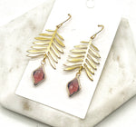 Burgundy Gold Leaf Earrings