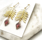 Burgundy Gold Leaf Earrings