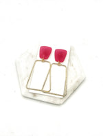 Red Gold Trapezoid Earrings