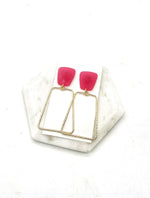 Red Gold Trapezoid Earrings