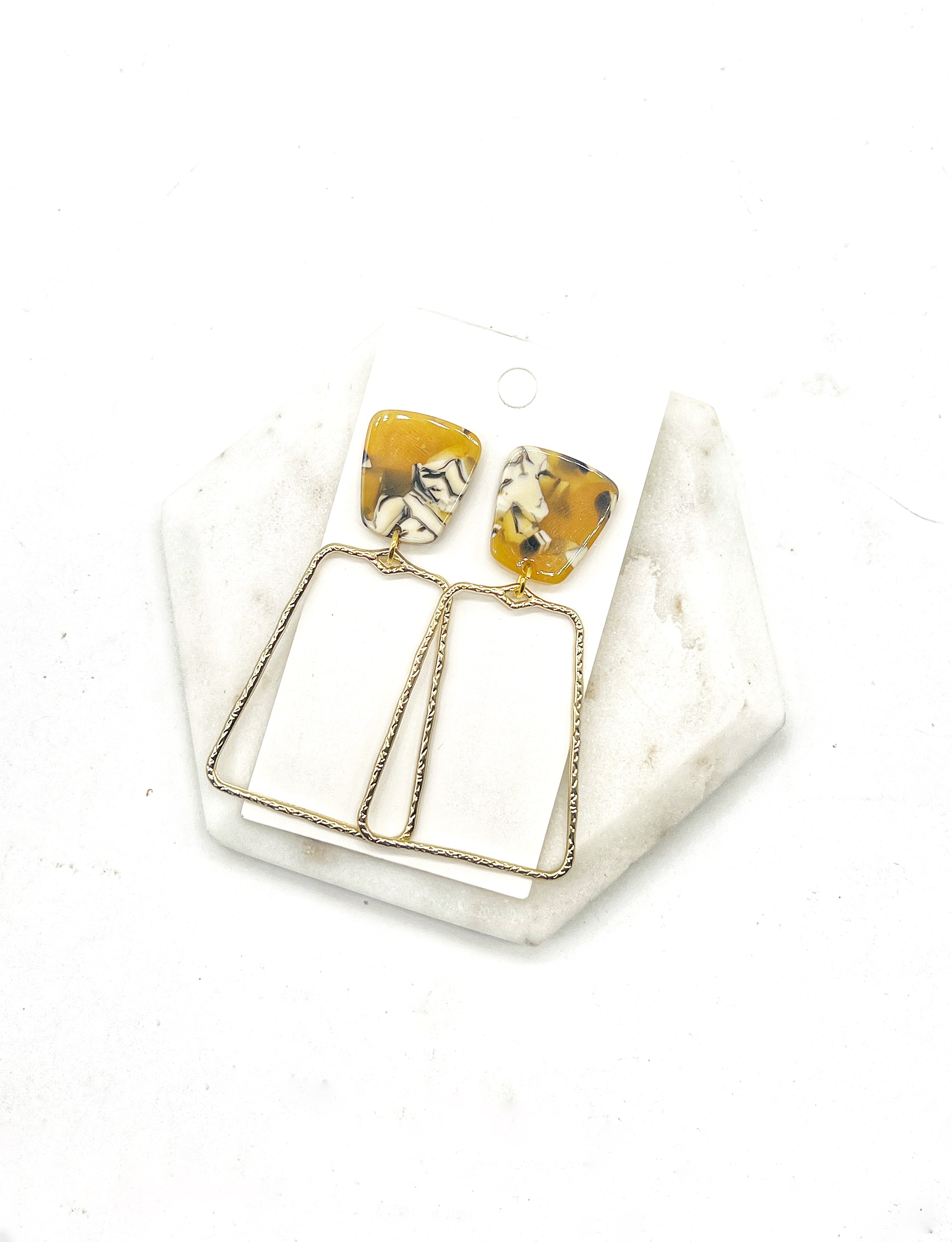 Mustard Yellow Trapezoid Earrings