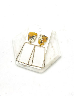 Mustard Yellow Trapezoid Earrings