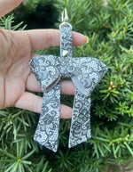 White Black Lace Leather Bow Purse Bag Charm