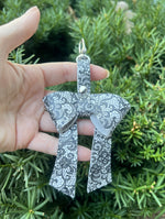 White Black Lace Leather Bow Purse Bag Charm