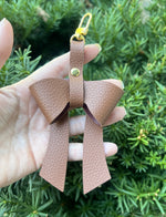 Brown Leather Bow Purse Bag Charm
