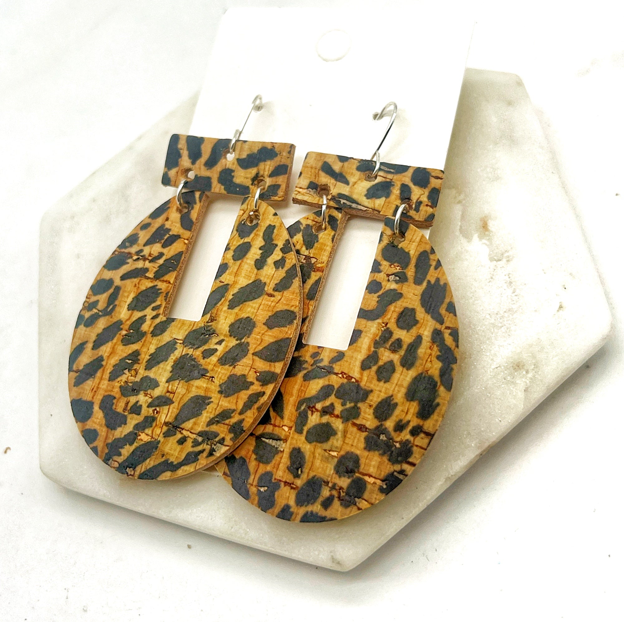 Leopard Emmie Leather Earrings