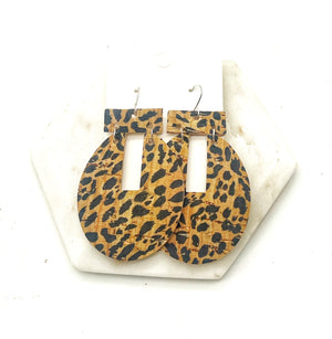 Leopard Emmie Leather Earrings