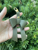 Olive Green Leather Bow Purse Bag Charm