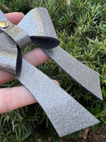 Gunmetal Glitter Leather Bow Purse Bag Charm