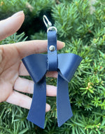 Navy Blue Leather Bow Purse Bag Charm