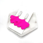 Hot Pink Ginkgo Leaf Earrings