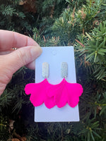 Hot Pink Ginkgo Leaf Earrings