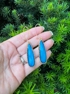 Blue Gem Long Drop Earrings