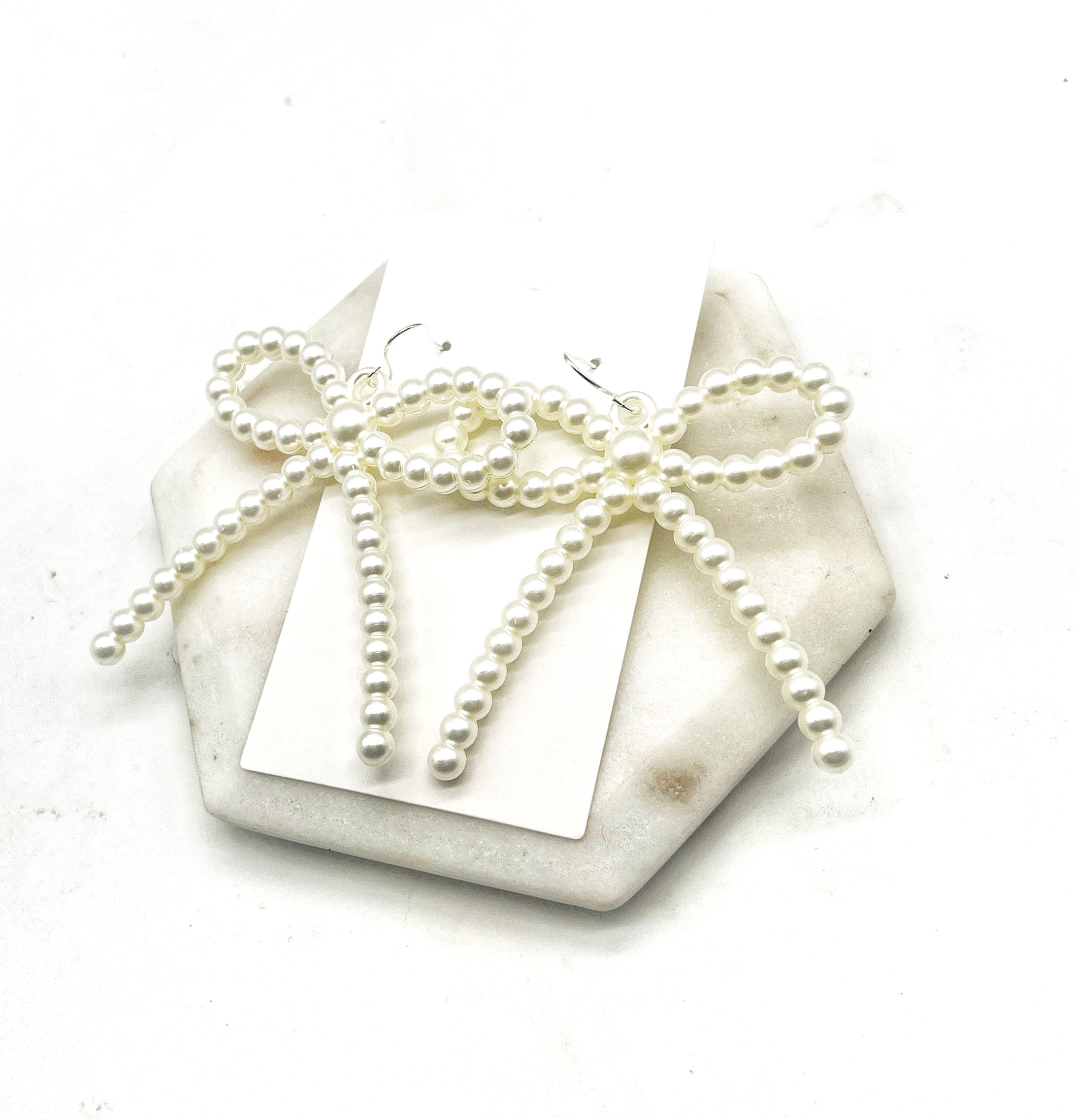 Pearl Bow Acrylic Earrings