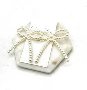 Pearl Bow Acrylic Earrings