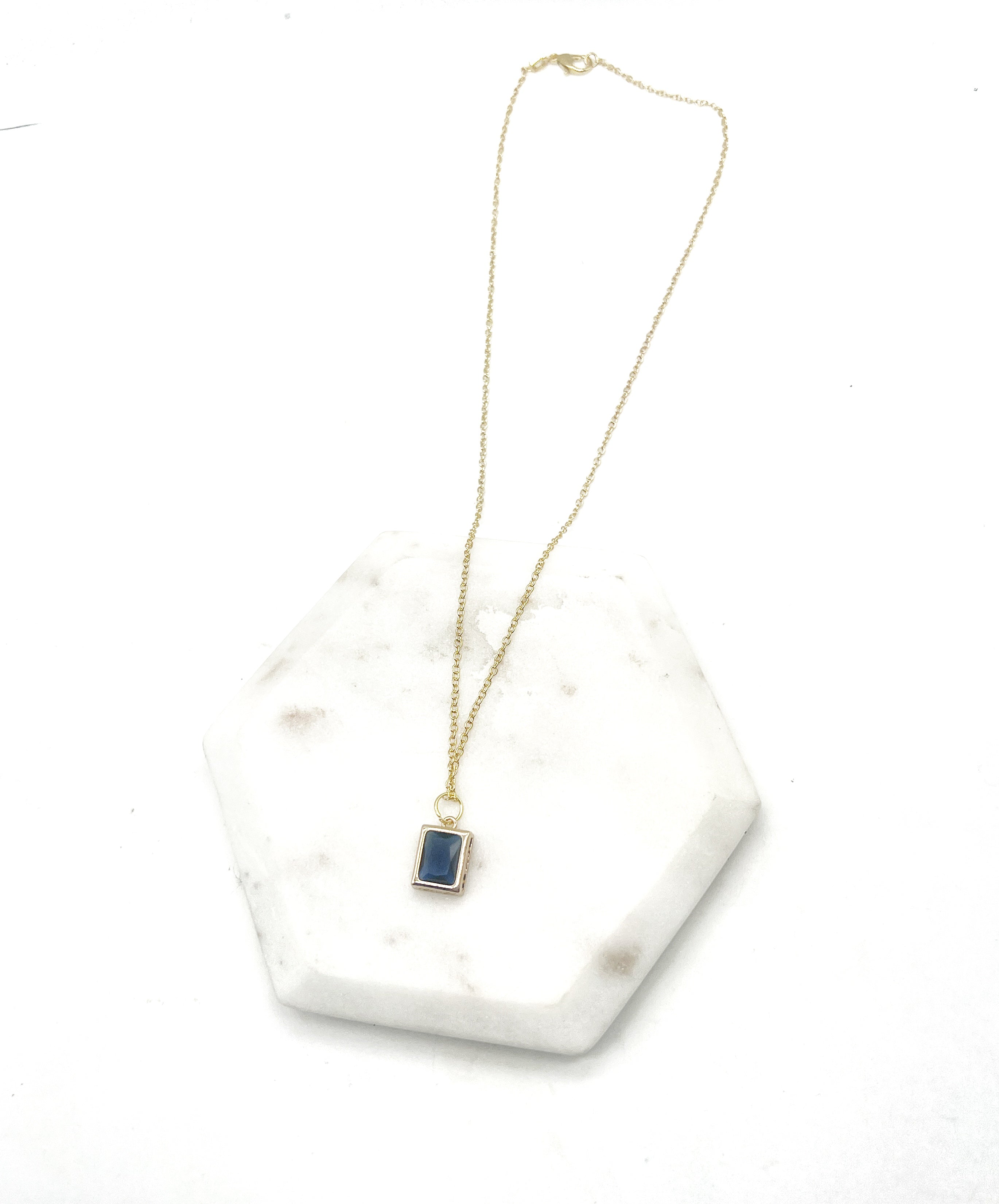 Navy Blue Gem Necklace