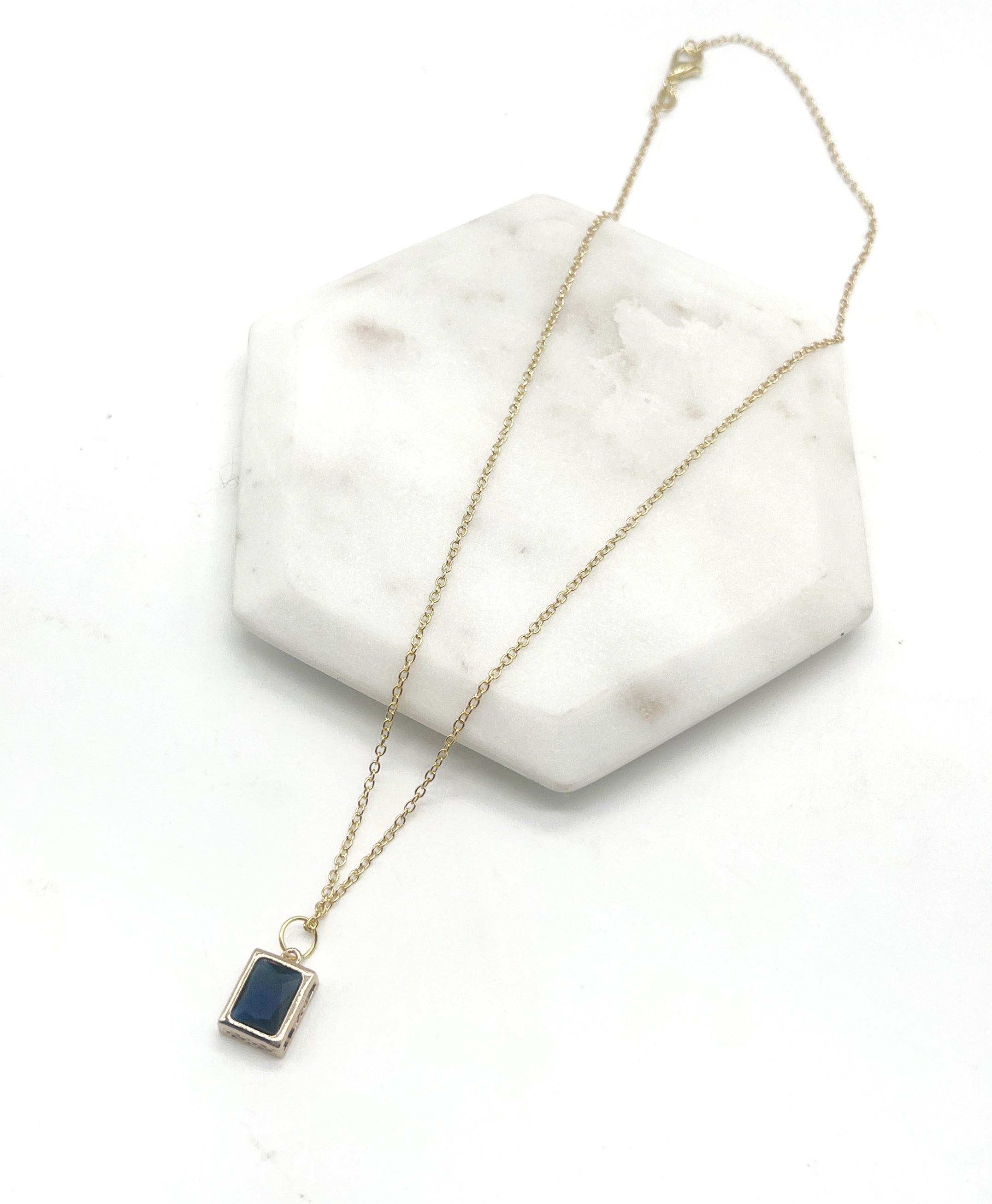 Navy Blue Gem Necklace