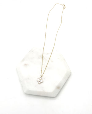 Quatrefoil Shell CZ Necklace