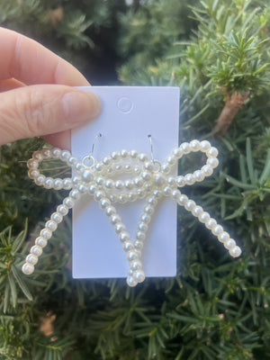 Pearl Bow Acrylic Earrings