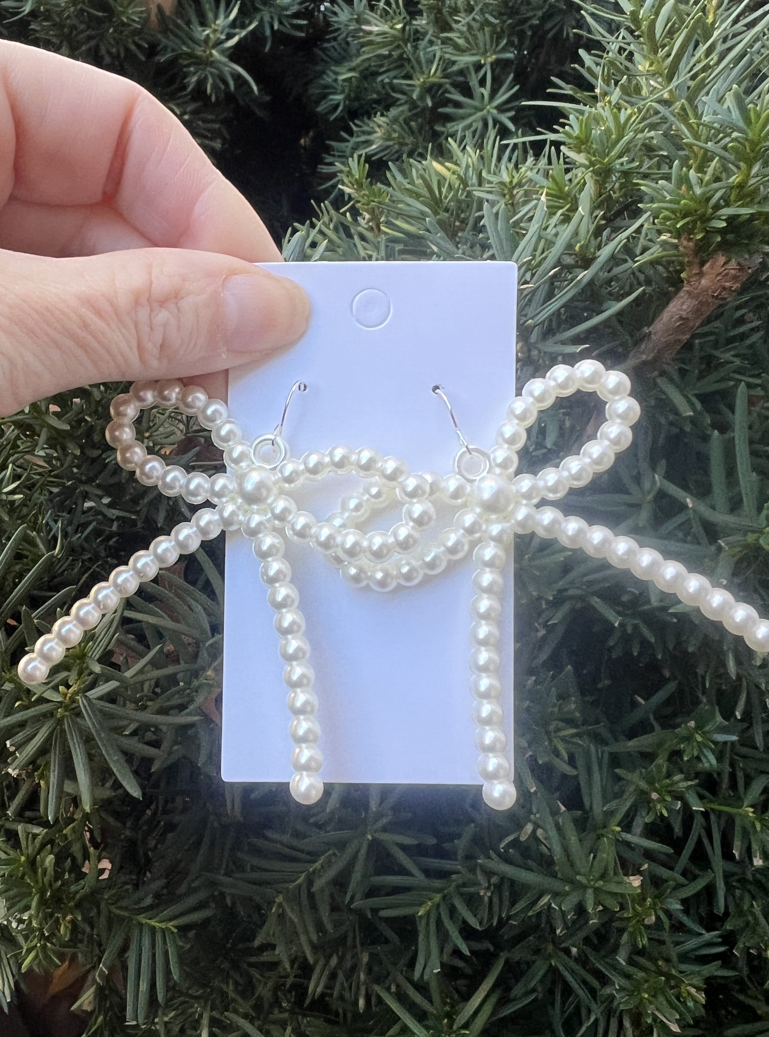 Pearl Bow Acrylic Earrings