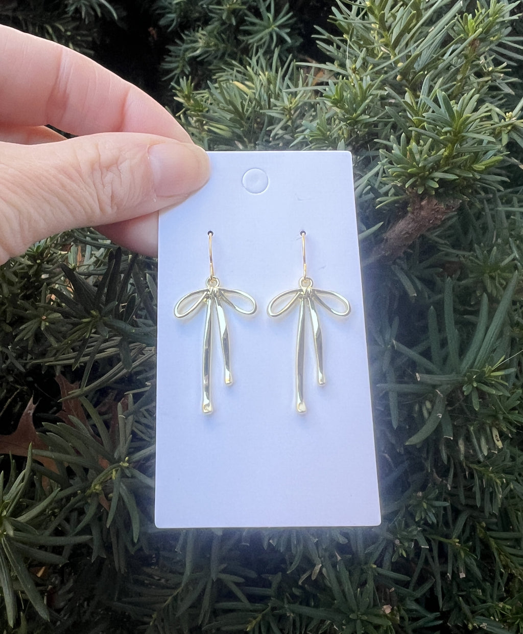 Gold Metal Bow Earrings