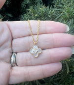 Quatrefoil Shell CZ Necklace