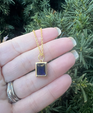 Navy Blue Gem Necklace