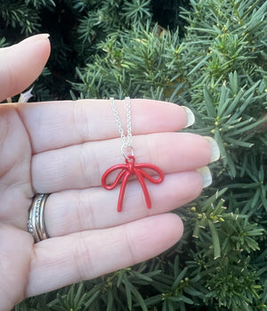 Red Loopy Bow Necklace