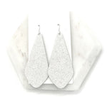 White Glitter The Em Leather Earrings