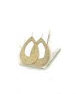 Gold Glitter Cutout Teardrop Leather Earrings