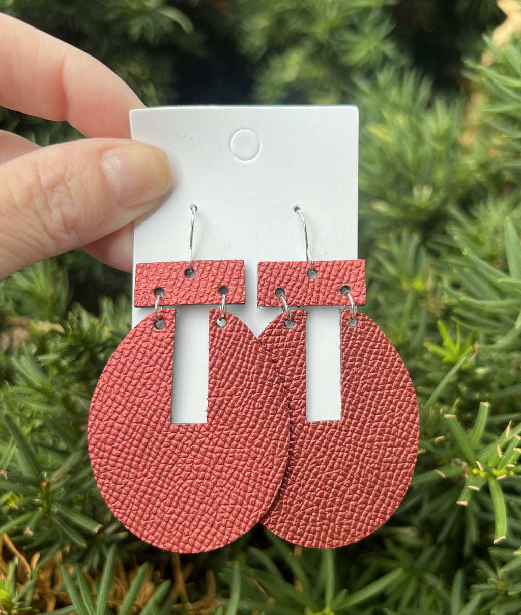 Crimson Emmie Leather Earrings