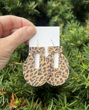 Leopard Emmie Leather Earrings