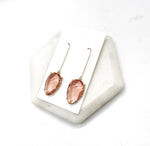 Mauve Gem Long Drop Earrings