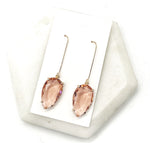 Mauve Gem Long Drop Earrings