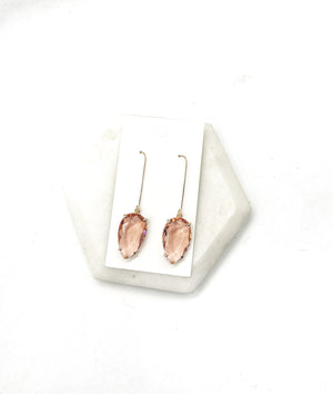 Mauve Gem Long Drop Earrings