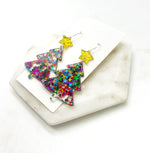 Glitter Christmas Tree Acrylic Earrings