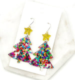 Glitter Christmas Tree Acrylic Earrings