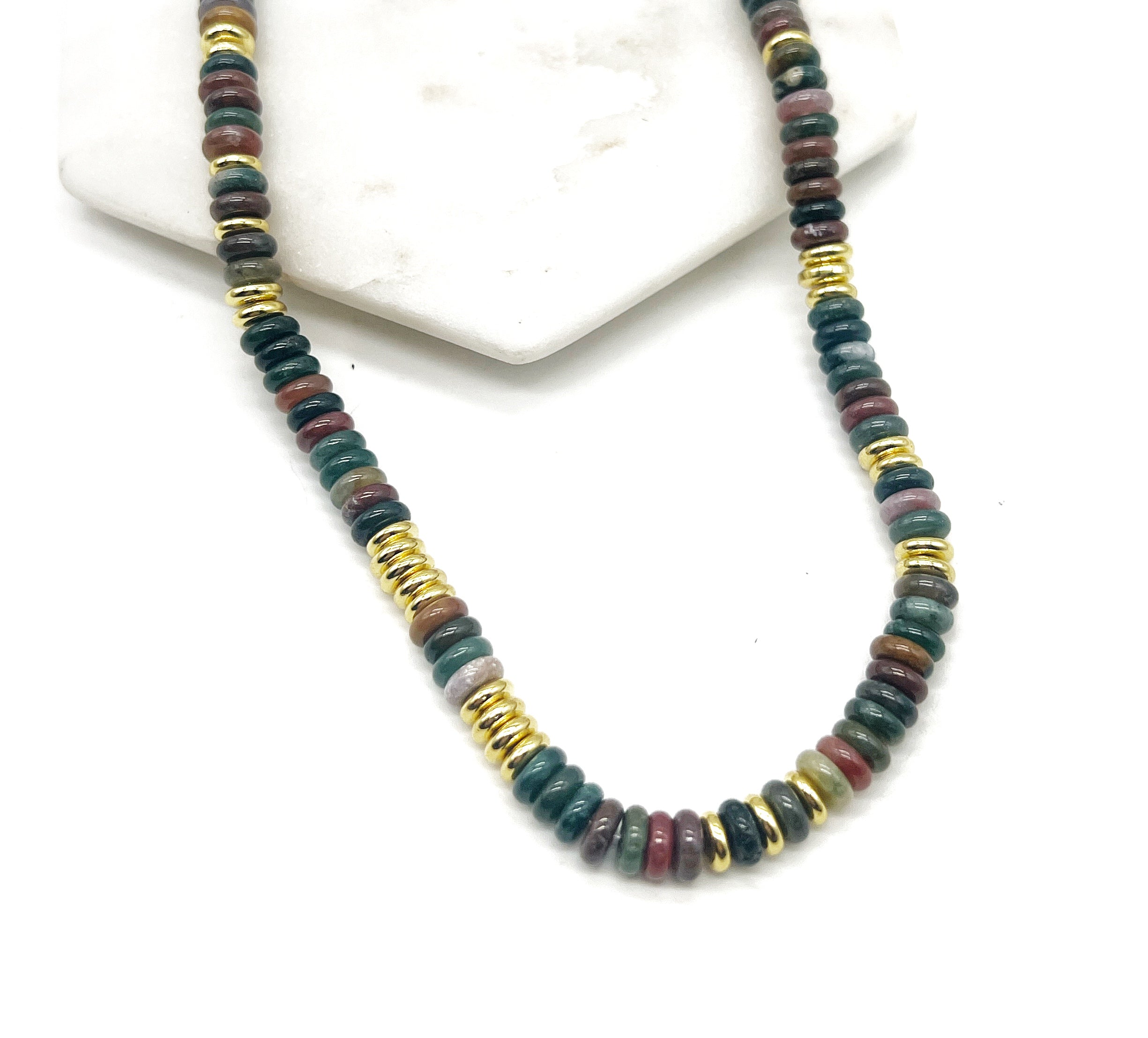 Stone and Gold Beaded Necklace