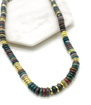 Stone and Gold Beaded Necklace