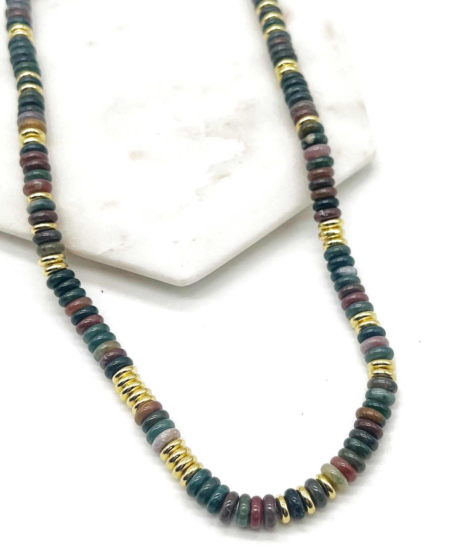 Stone and Gold Beaded Necklace