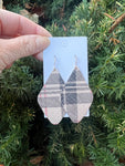 Tartan Plaid Leather Diamond Earrings