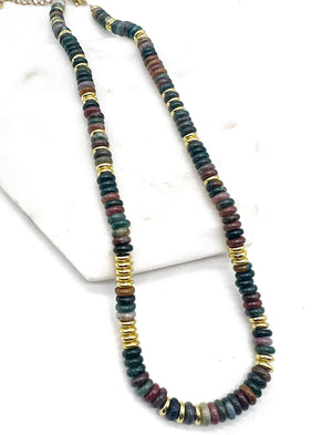 Stone and Gold Beaded Necklace