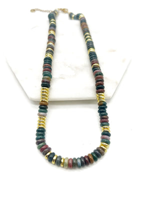 Stone and Gold Beaded Necklace