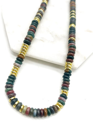 Stone and Gold Beaded Necklace