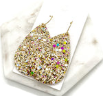 Gold Rainbow Glitter Teardrop Earrings
