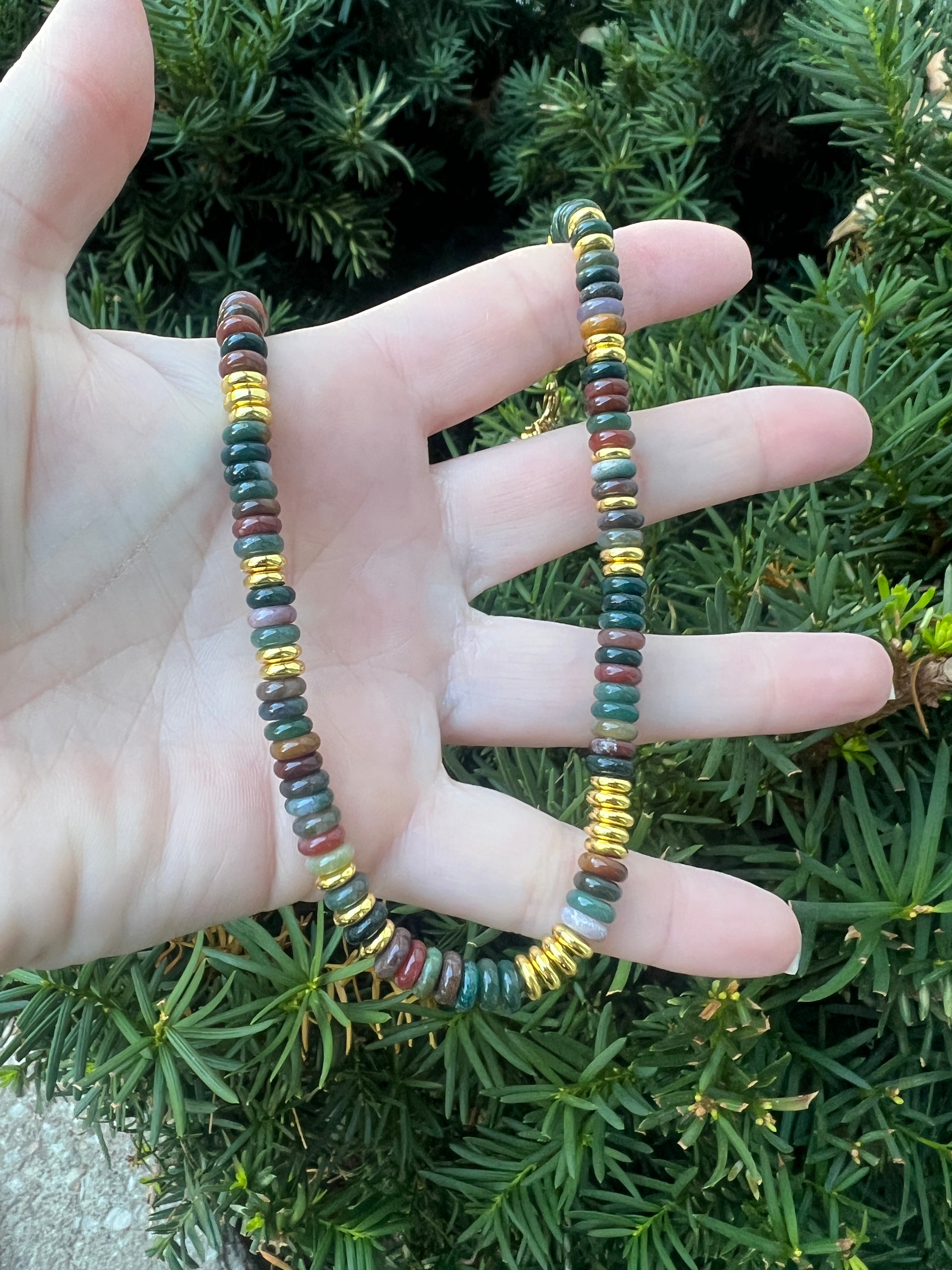 Stone and Gold Beaded Necklace